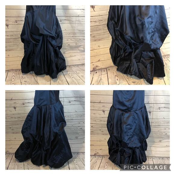 Impression Strapless gown ruching to side bustled back navy dress size 14 - Picture 11 of 12